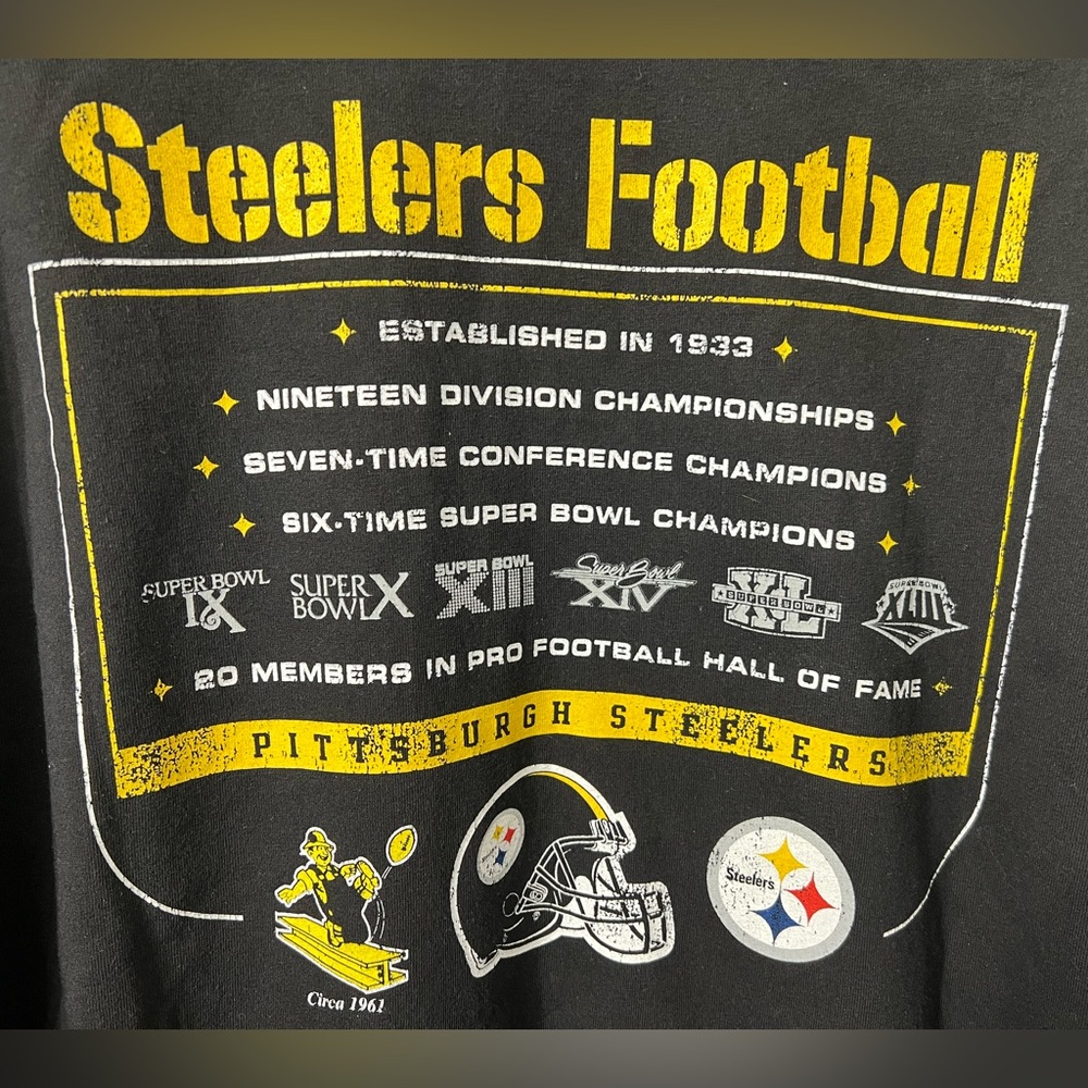 Pittsburgh Steelers Football Reebok 6 Time Super Bowl Champions T-Shirt - Picture 4 of 7